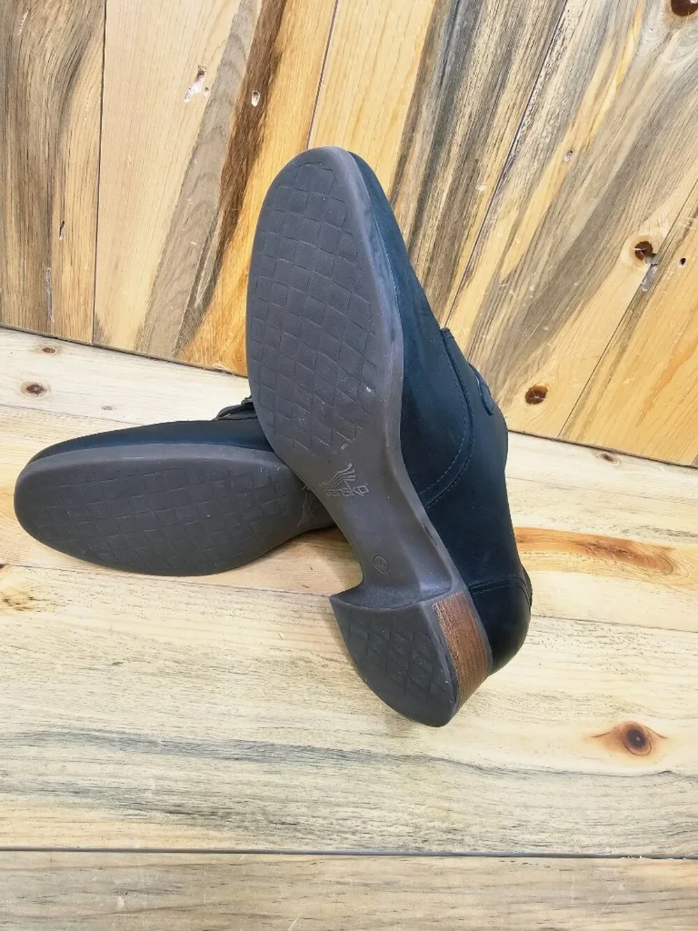 Dansko Black Leather Heeled Booties Size 40 - Picture 5 of 6